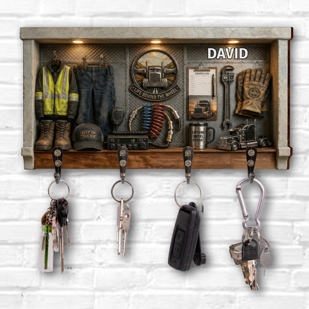 Personalized Key Holder Custom Name Gift for Truck Driver Key Holder GradoCreations