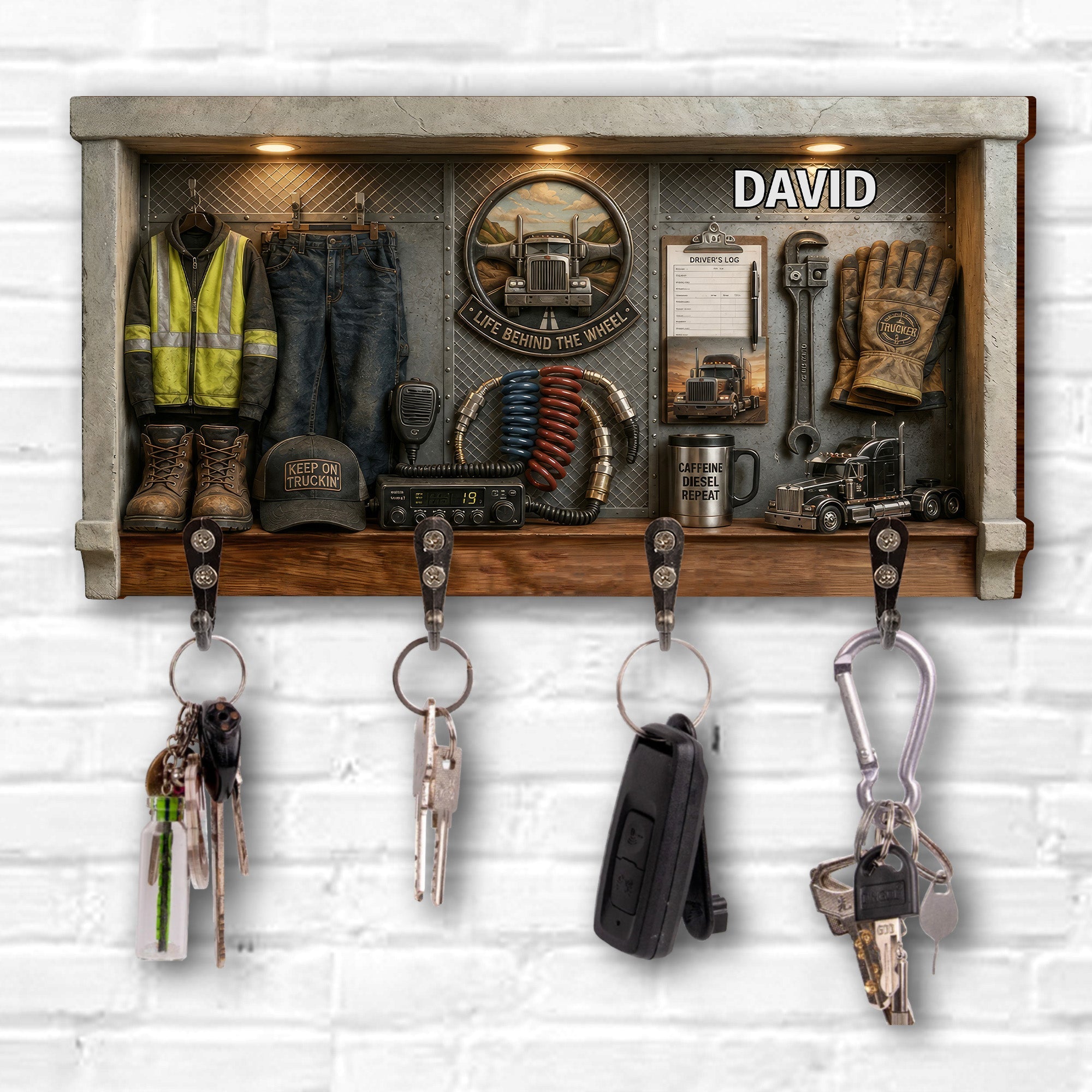 Personalized Key Holder Custom Name Gift for Truck Driver Key Holder GradoCreations