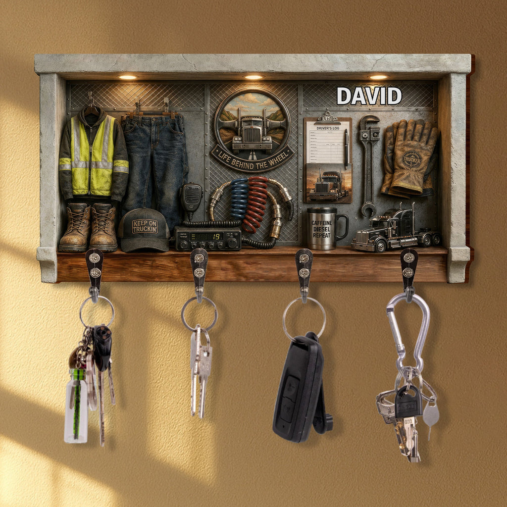 Personalized Key Holder Custom Name Gift for Truck Driver Key Holder GradoCreations
