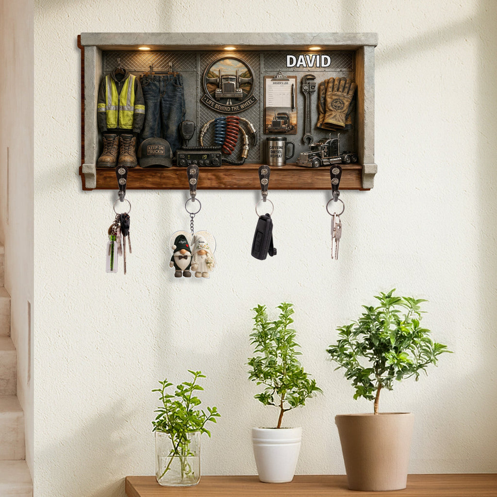 Personalized Key Holder Custom Name Gift for Truck Driver Key Holder GradoCreations