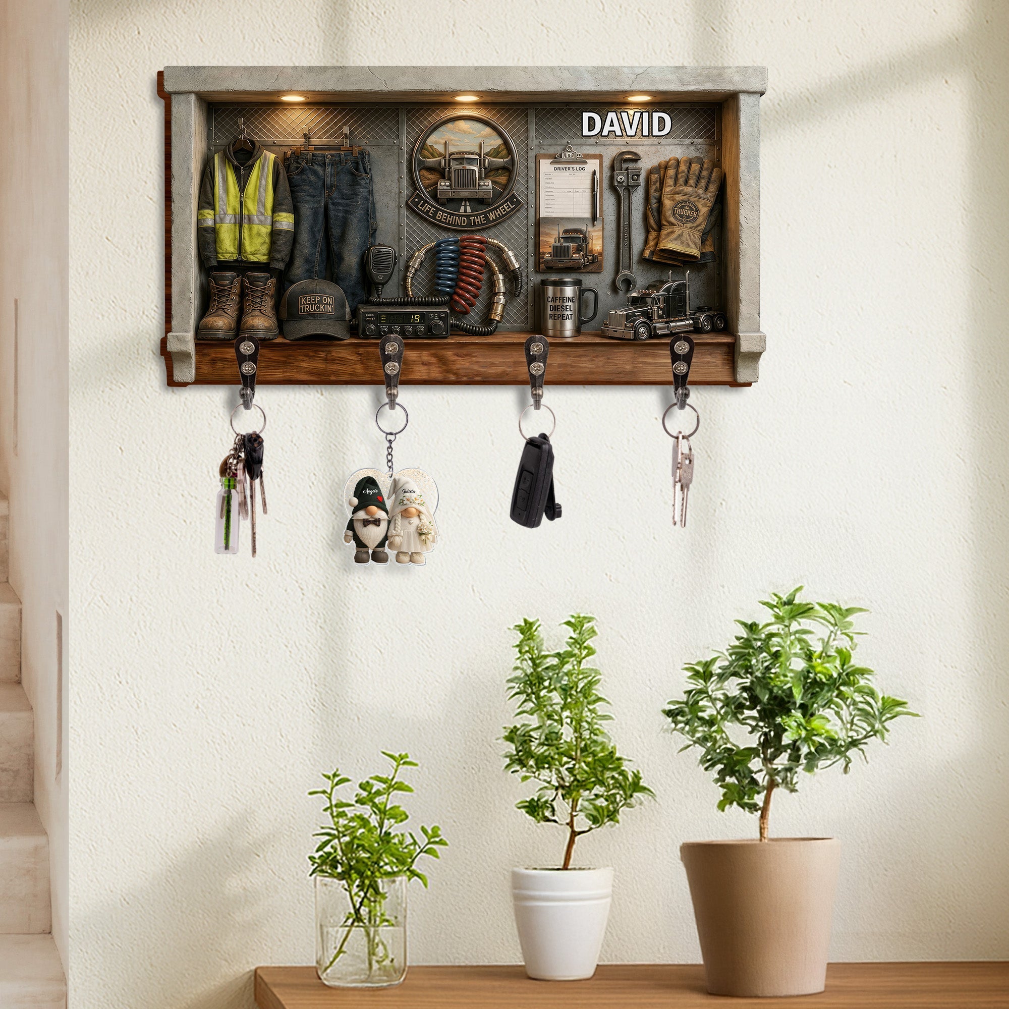 Personalized Key Holder Custom Name Gift for Truck Driver Key Holder GradoCreations