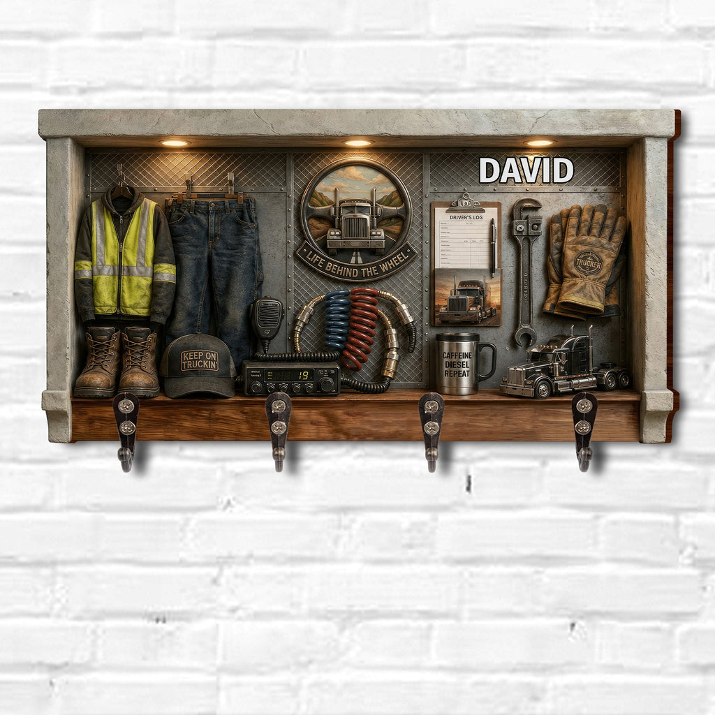 Personalized Key Holder Custom Name Gift for Truck Driver Key Holder GradoCreations