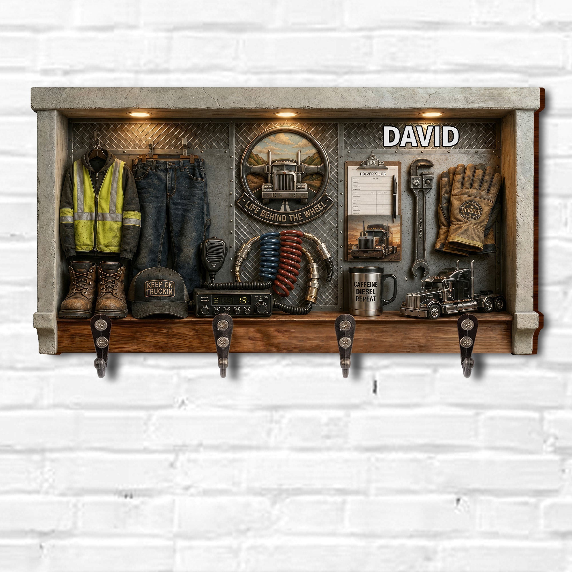 Personalized Key Holder Custom Name Gift for Truck Driver Key Holder GradoCreations