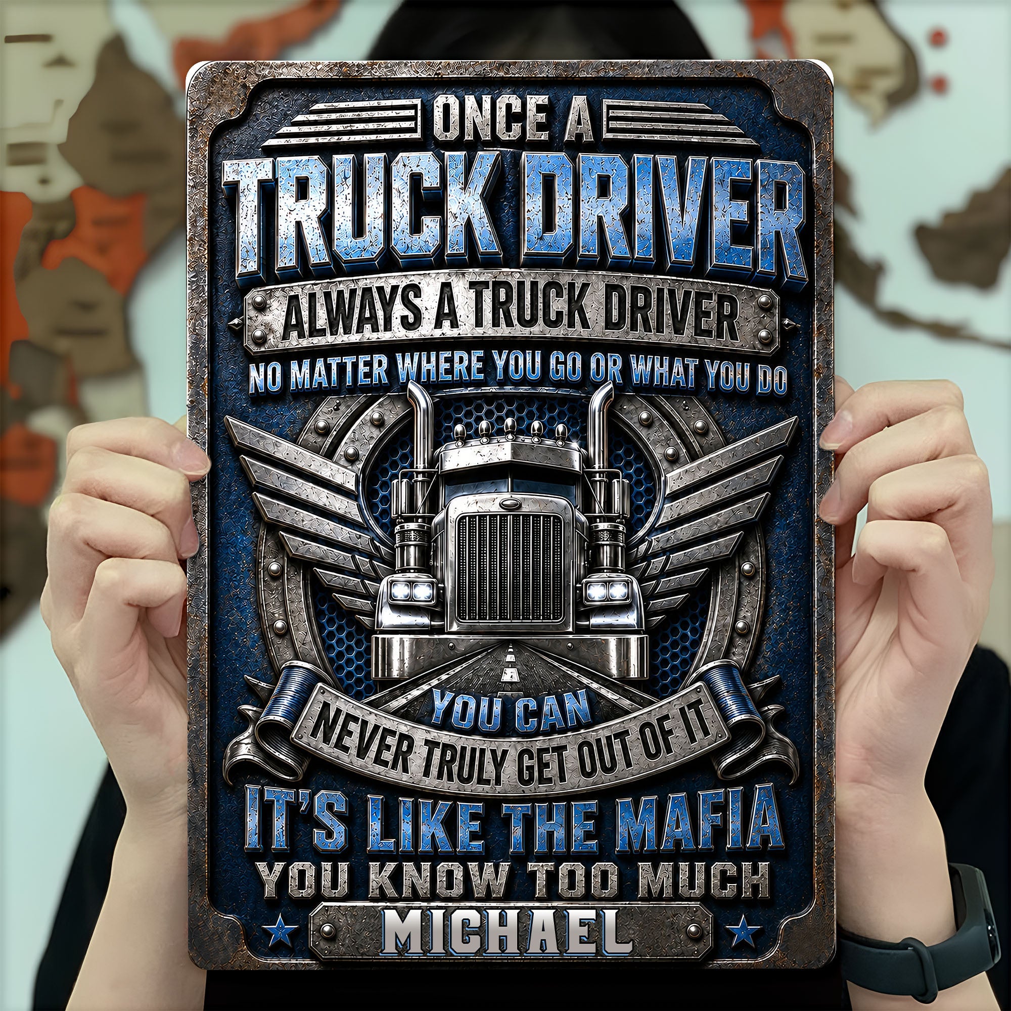 Personalized Metal Sign Custom Name Truck Driver Gift Metal Sign GradoCreations