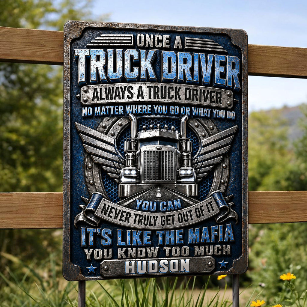 Personalized Metal Sign Custom Name Truck Driver Gift Metal Sign GradoCreations