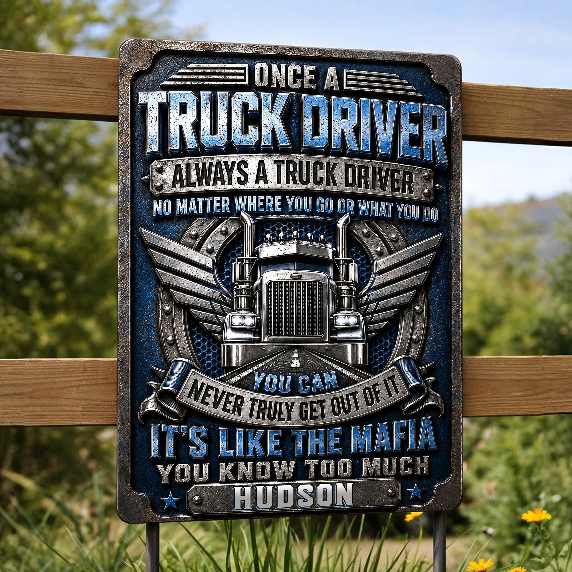 Personalized Metal Sign Custom Name Truck Driver Gift Metal Sign GradoCreations