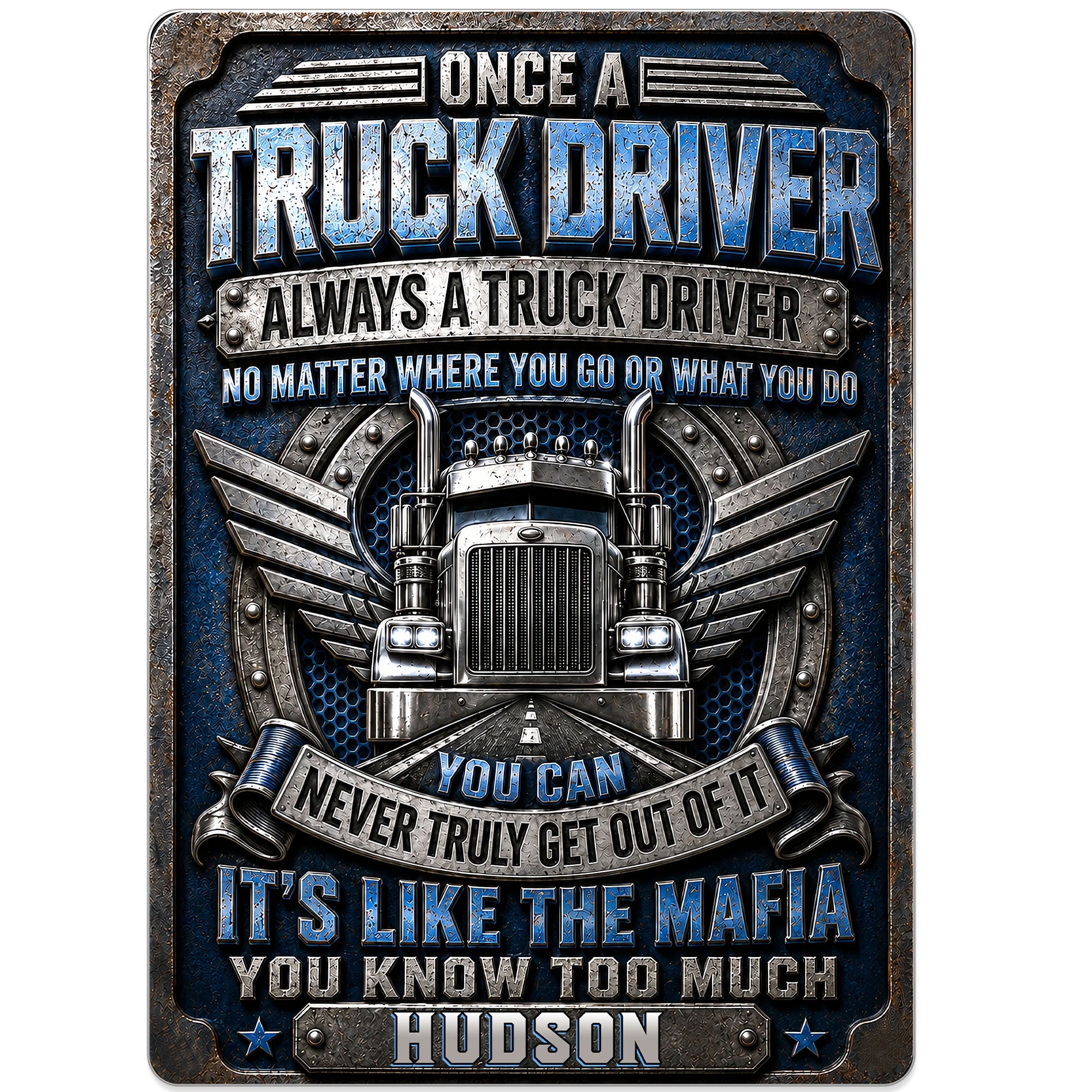 Personalized Metal Sign Custom Name Truck Driver Gift Metal Sign GradoCreations