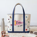 Personalized Embroidery Tote Bag with School Doodles for Teachers and Students