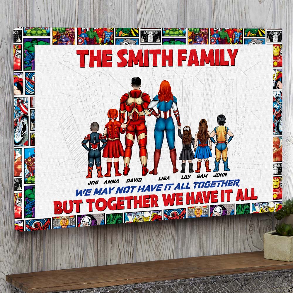 Personalized Superhero Family Canvas Print Custom Design Gift
