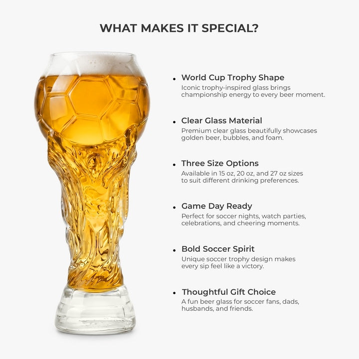 Personalized Trophy Beer Glass Custom 2026 World Cup Gift for Sports Fans
