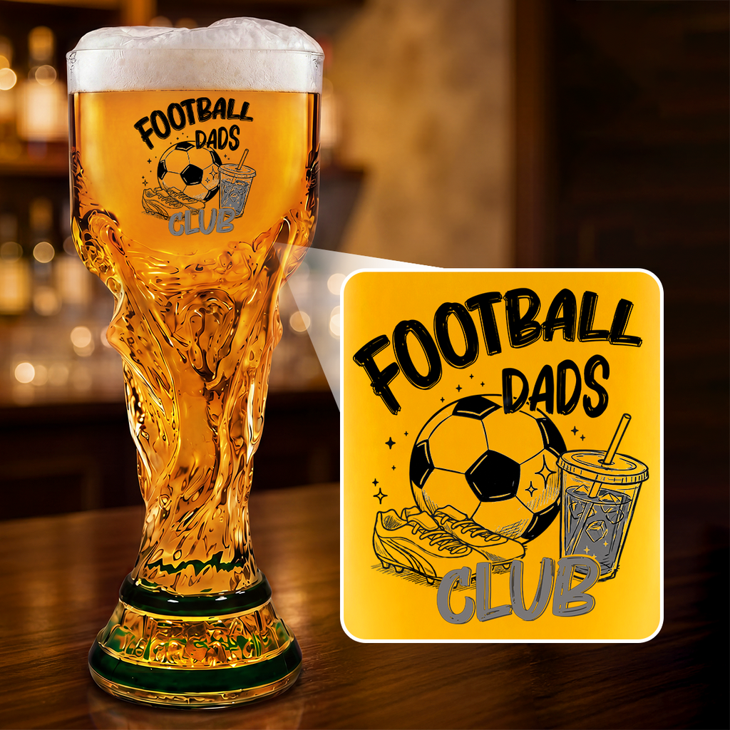 Personalized Football Dads Club Trophy Beer Glass Gift for Dad