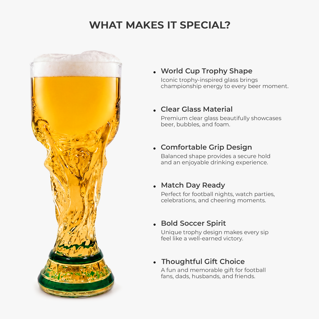 Personalized Trophy Beer Glass with Soccer Ball Design for Him