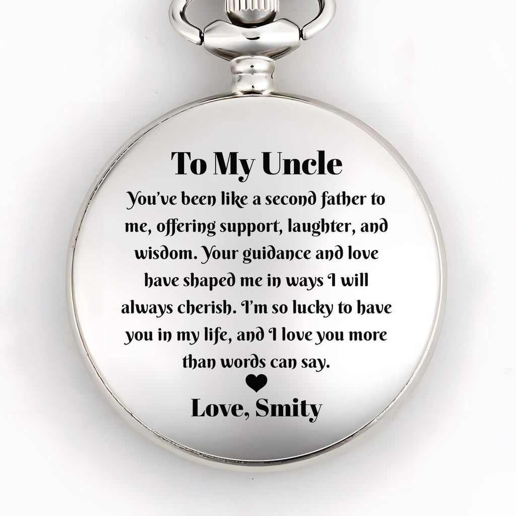 Personalized Silver Pocket Watch Custom Gift for Uncle Pocket Watch GradoCreations