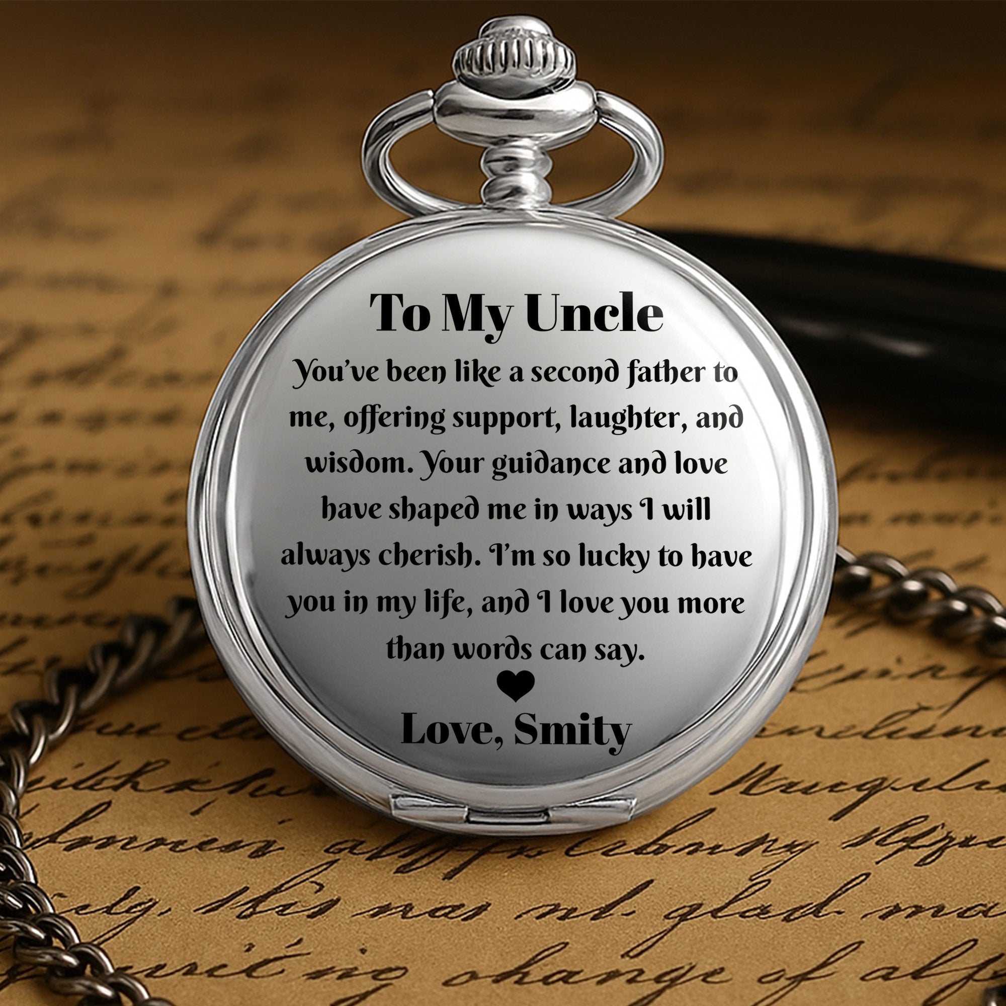 Personalized Silver Pocket Watch Custom Gift for Uncle Pocket Watch GradoCreations