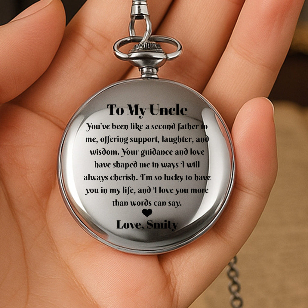 Personalized Silver Pocket Watch Custom Gift for Uncle Pocket Watch GradoCreations