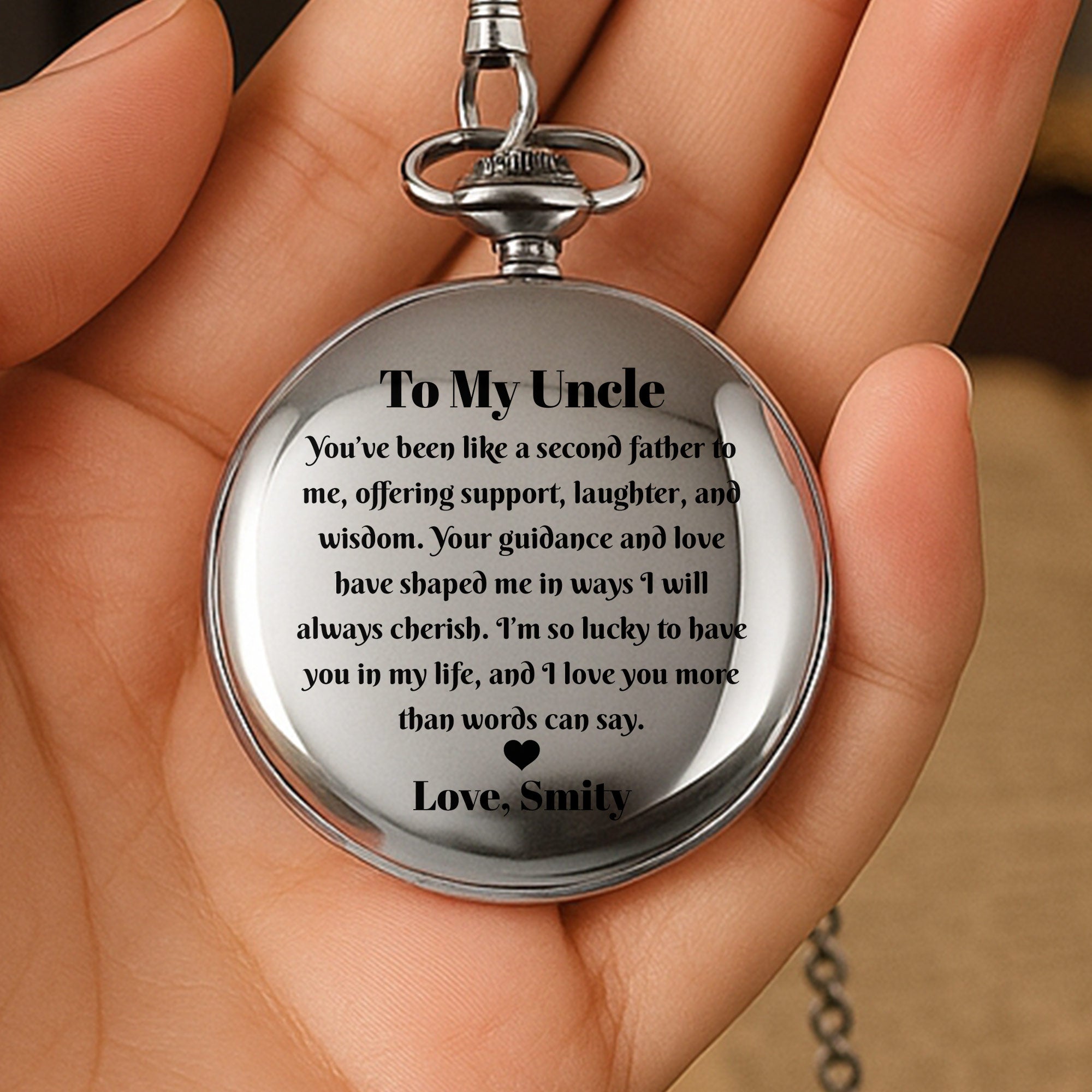 Personalized Silver Pocket Watch Custom Gift for Uncle Pocket Watch GradoCreations