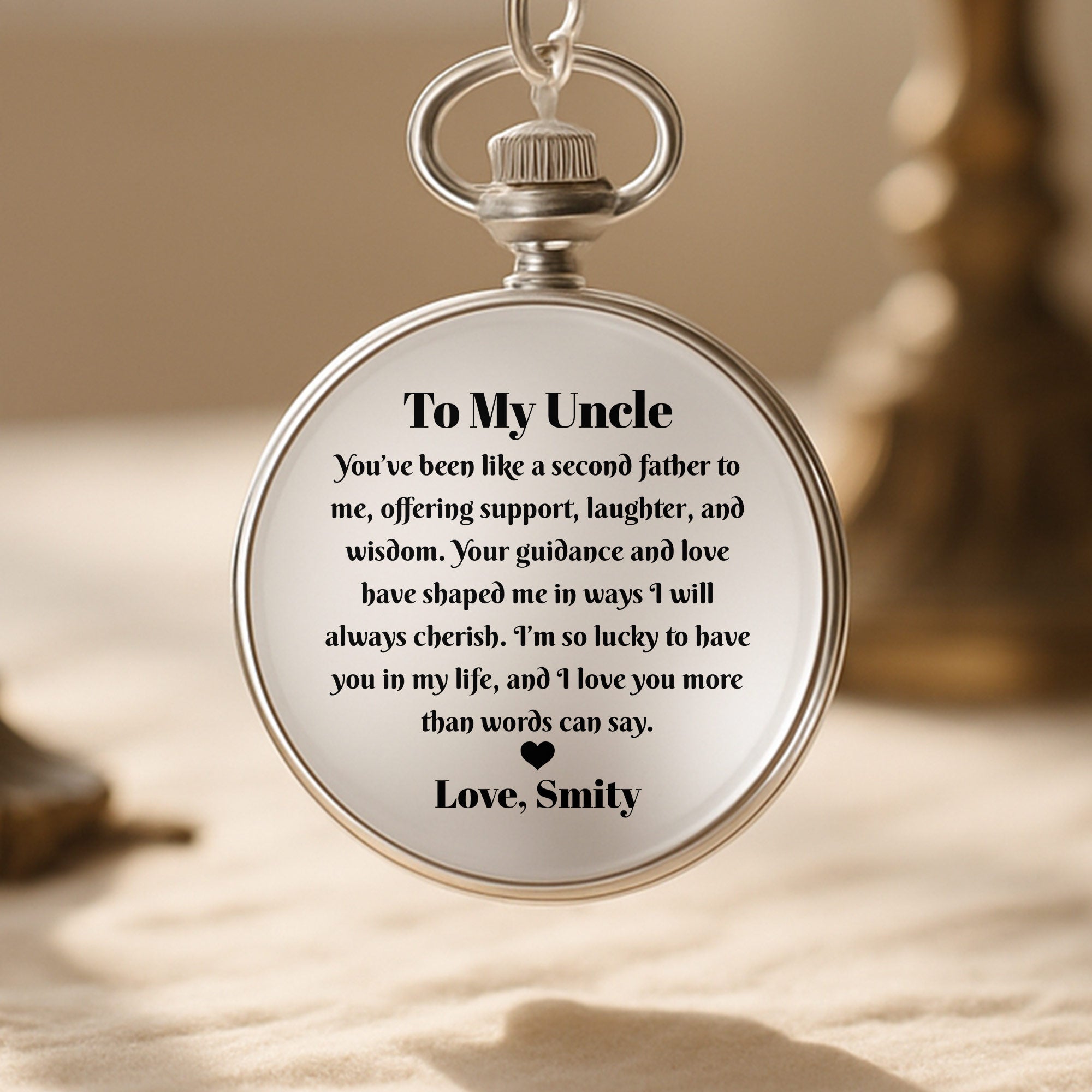 Personalized Silver Pocket Watch Custom Gift for Uncle Pocket Watch GradoCreations