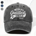 Personalized Washed Denim Cap World's Greatest Uncle Gift Washed Denim Cap GradoCreations