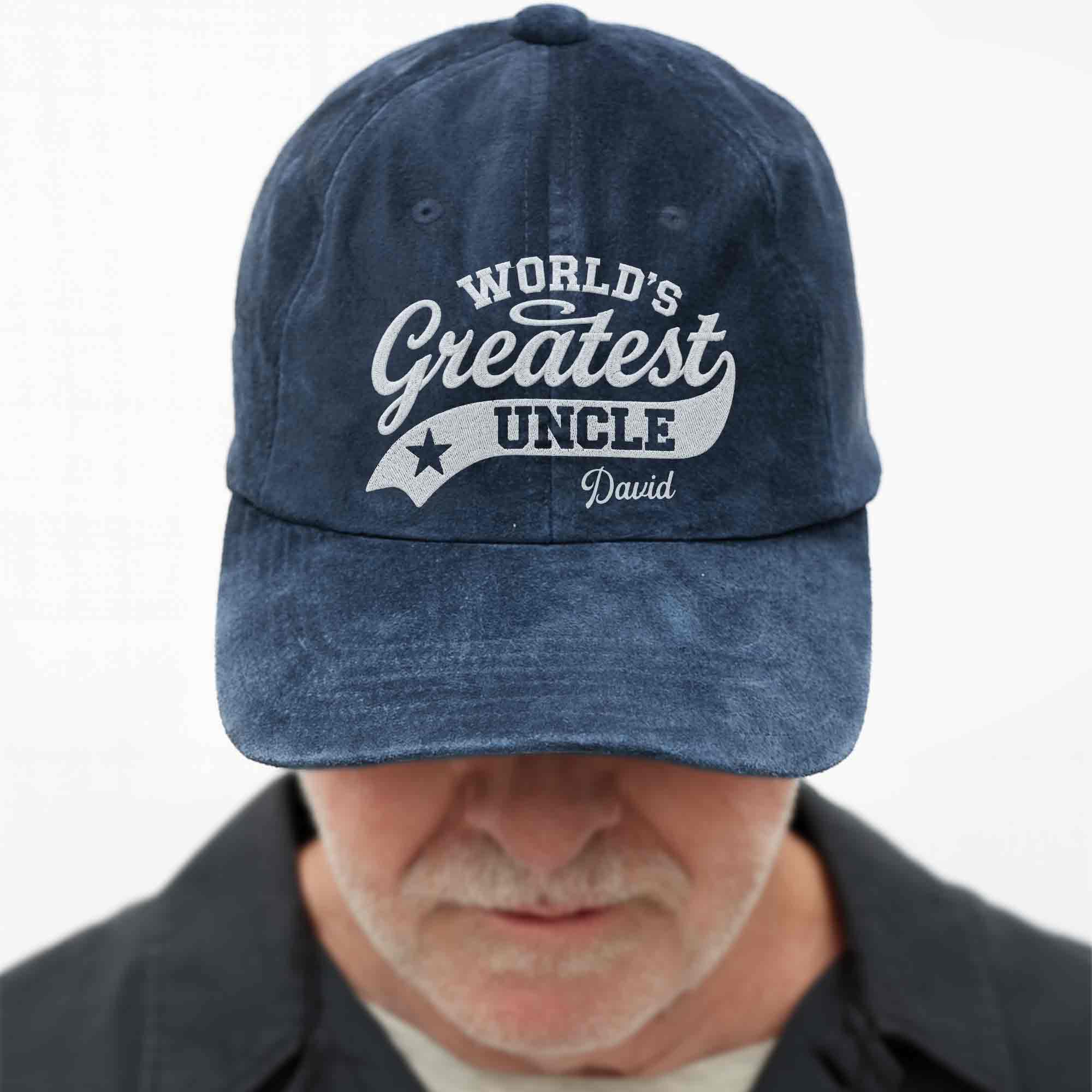 Personalized Washed Denim Cap World's Greatest Uncle Gift Washed Denim Cap GradoCreations