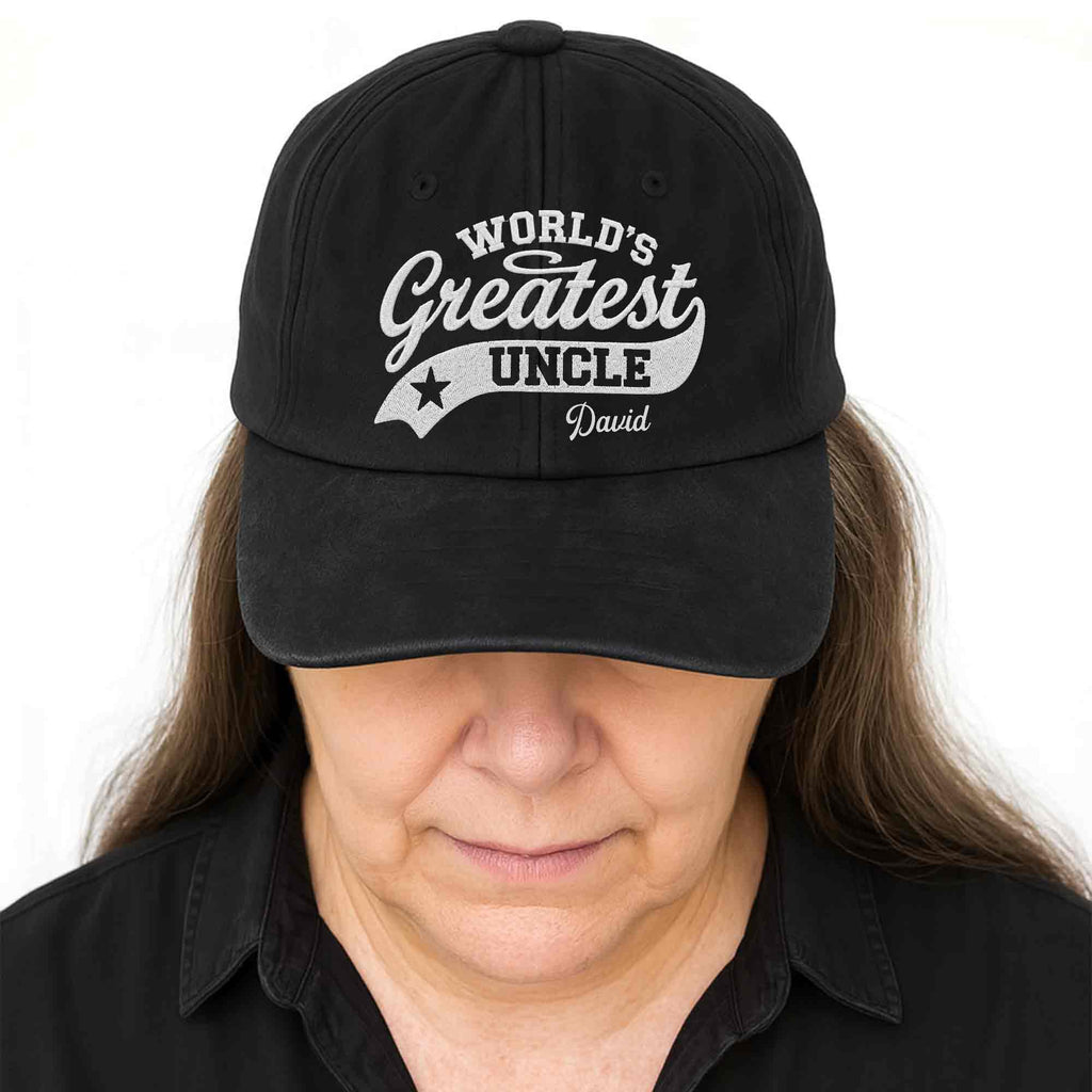 Personalized Washed Denim Cap World's Greatest Uncle Gift Washed Denim Cap GradoCreations