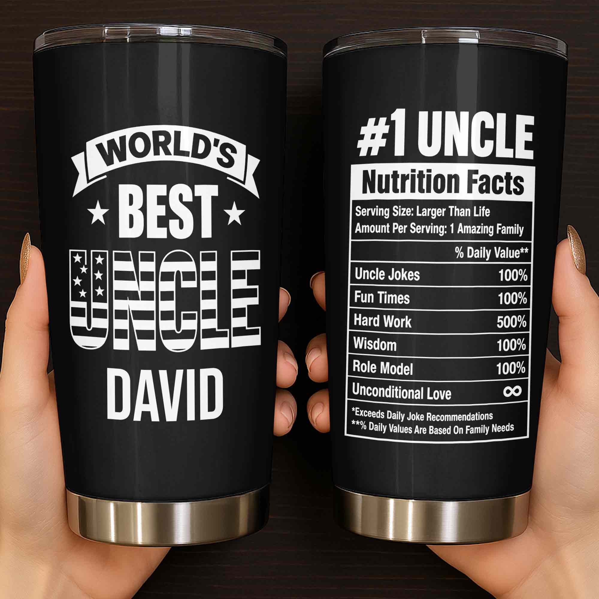 Personalized Stainless Steel Tumbler World's Best Uncle Gift Tumbler GradoCreations