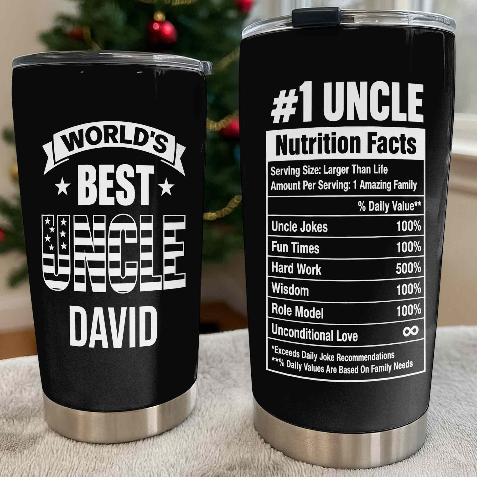 Personalized Stainless Steel Tumbler World's Best Uncle Gift Tumbler GradoCreations