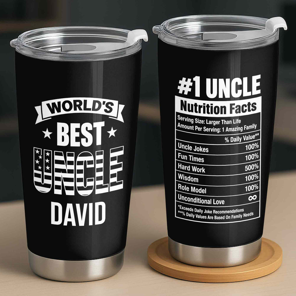 Personalized Stainless Steel Tumbler World's Best Uncle Gift Tumbler GradoCreations