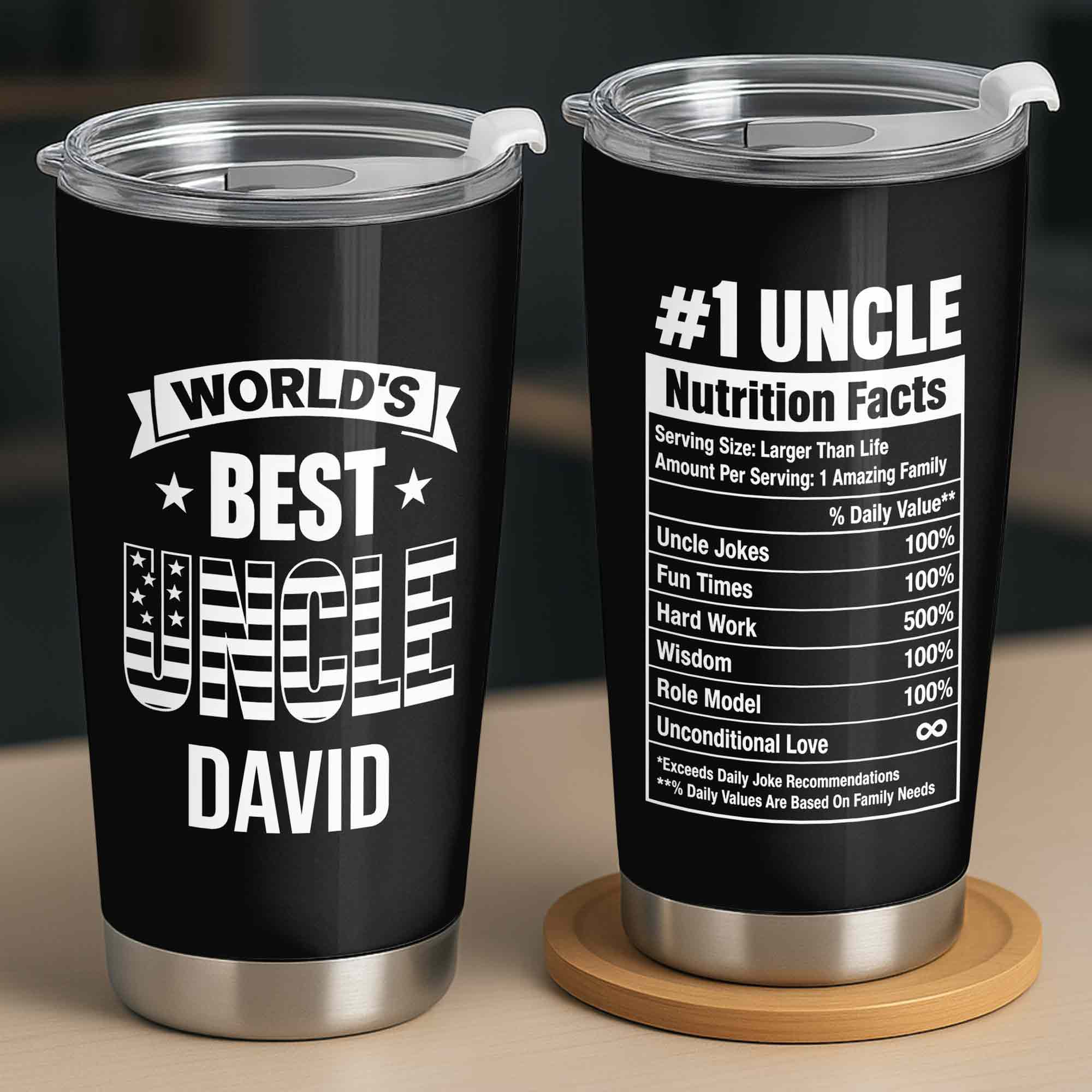 Personalized Stainless Steel Tumbler World's Best Uncle Gift Tumbler GradoCreations