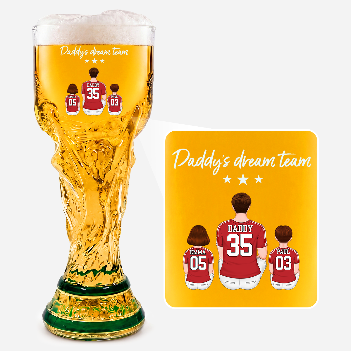 Personalized Trophy Beer Glass Gift for Dad | Sports Fan