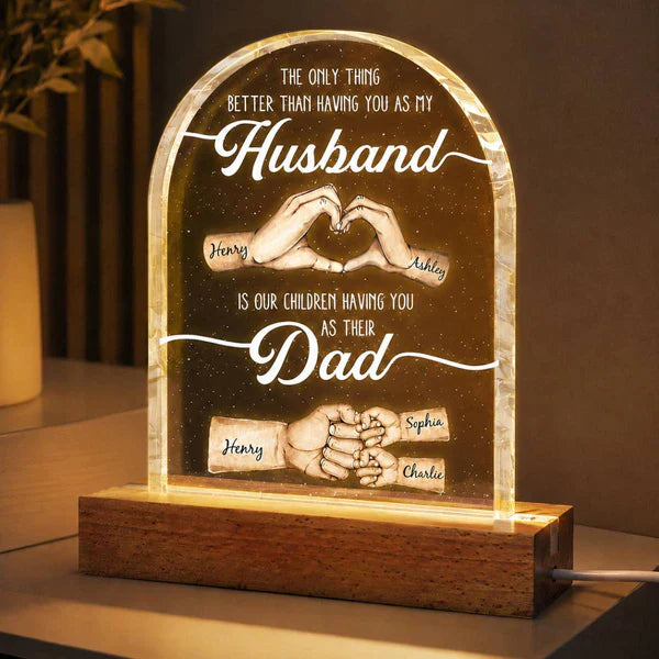 Personalized 3D LED Light Gift for Husband Dad Hand Heart