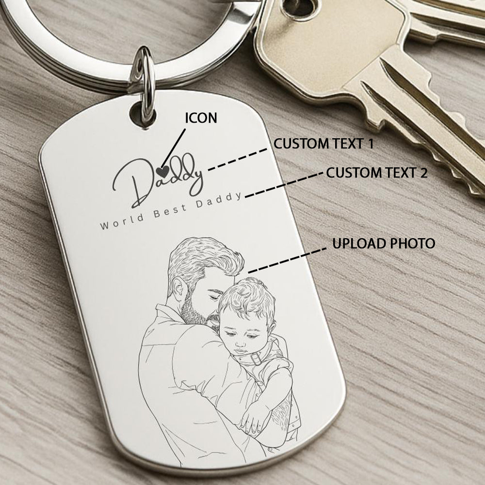 Personalized Photo Metal Keychain Custom Gift for Dad HN590 - Keychain Metal fix GradoCreations