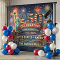 Personalized USA 250 Years Freedom Backdrop for Patriotic Family