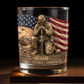 Personalized Custom Whiskey Glass with American Flag Gift for Dad Whiskey Glass GradoCreations