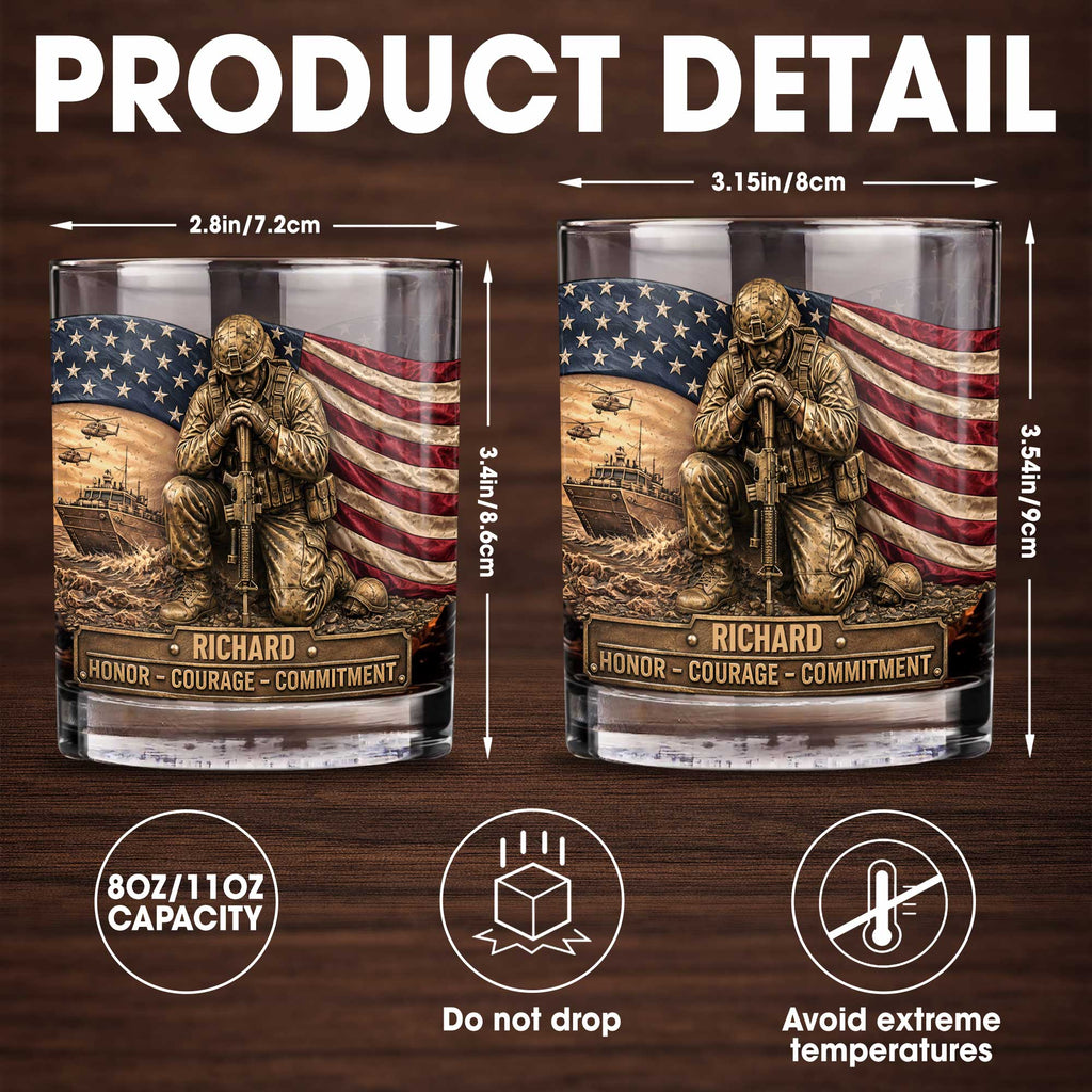 Personalized Custom Whiskey Glass with American Flag Gift for Dad Whiskey Glass GradoCreations