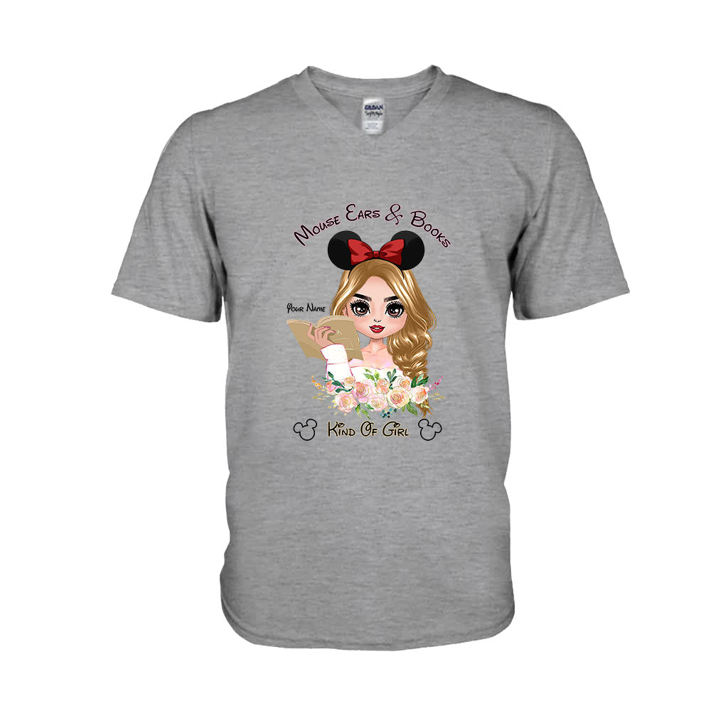Personalized Mouse Ears & Books T-Shirt for Girls - Custom Name Gift T-shirt & Hoodie GradoCreations