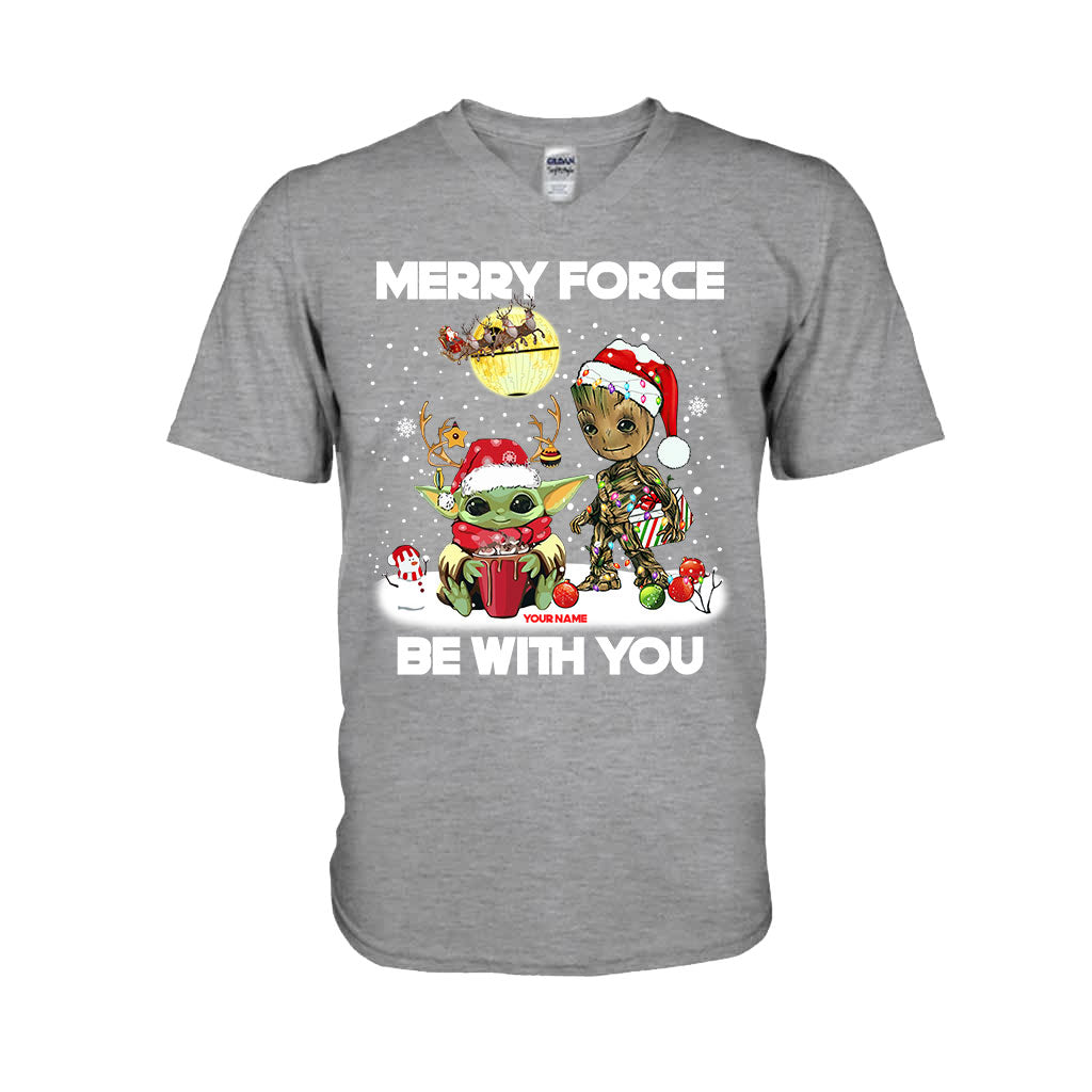 Personalized Merry Force Be With You Christmas T-shirt & Hoodie Gift T-shirt & Hoodie GradoCreations