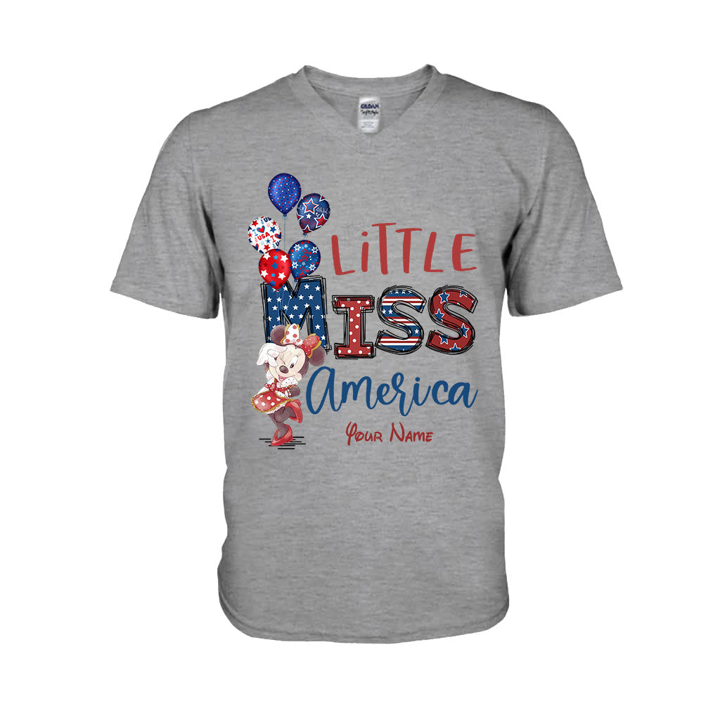 Personalized Independence Day Little Miss T-Shirt and Hoodie Custom Name Gift T-shirt & Hoodie GradoCreations