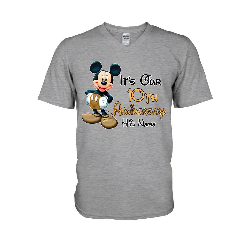 Personalized Mickey and Minnie Anniversary T-shirt & Hoodie Set for Couples T-shirt & Hoodie GradoCreations