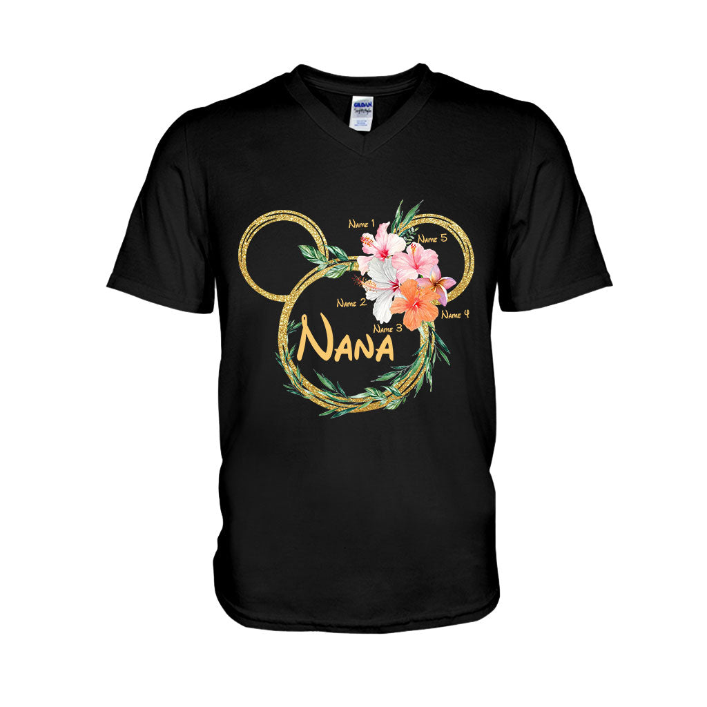 Personalized Floral Mouse Ears T-Shirt for Grandma - Custom Nana Gift T-shirt & Hoodie GradoCreations