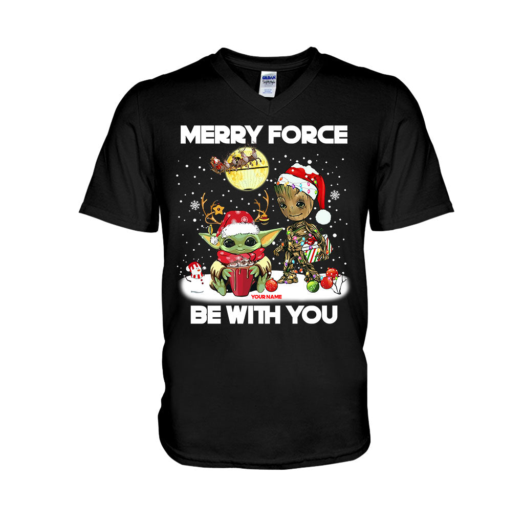 Personalized Merry Force Be With You Christmas T-shirt & Hoodie Gift T-shirt & Hoodie GradoCreations