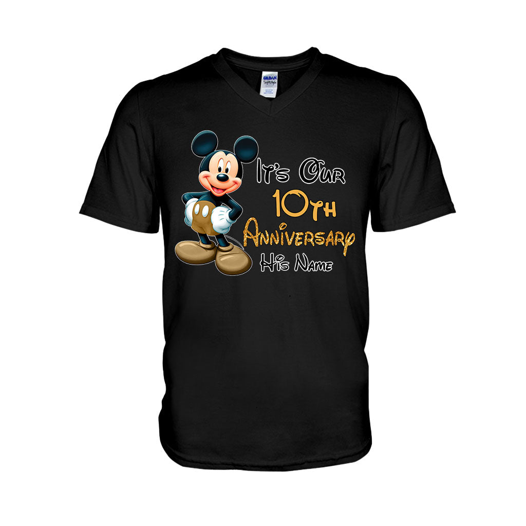 Personalized Mickey and Minnie Anniversary T-shirt & Hoodie Set for Couples T-shirt & Hoodie GradoCreations