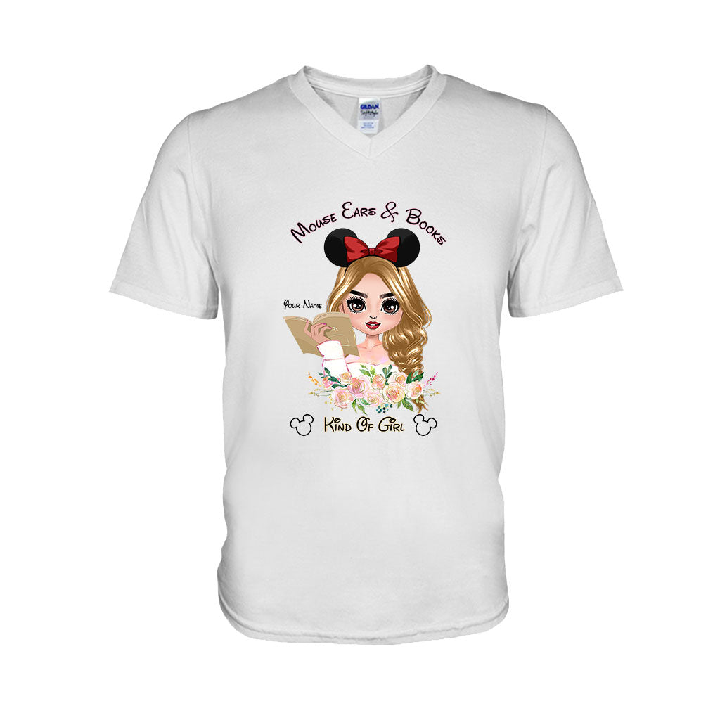 Personalized Mouse Ears & Books T-Shirt for Girls - Custom Name Gift T-shirt & Hoodie GradoCreations