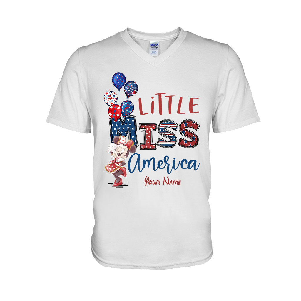 Personalized Independence Day Little Miss T-Shirt and Hoodie Custom Name Gift T-shirt & Hoodie GradoCreations