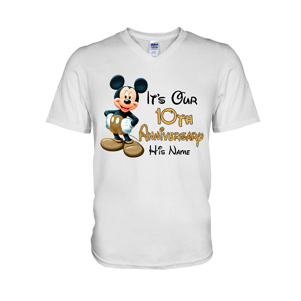 Personalized Mickey and Minnie Anniversary T-shirt & Hoodie Set for Couples T-shirt & Hoodie GradoCreations