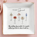 Personalized Ceramic Jewelry Dish with Birth Month Flowers Gift for Bridesmaids Jewelry Dish GradoCreations