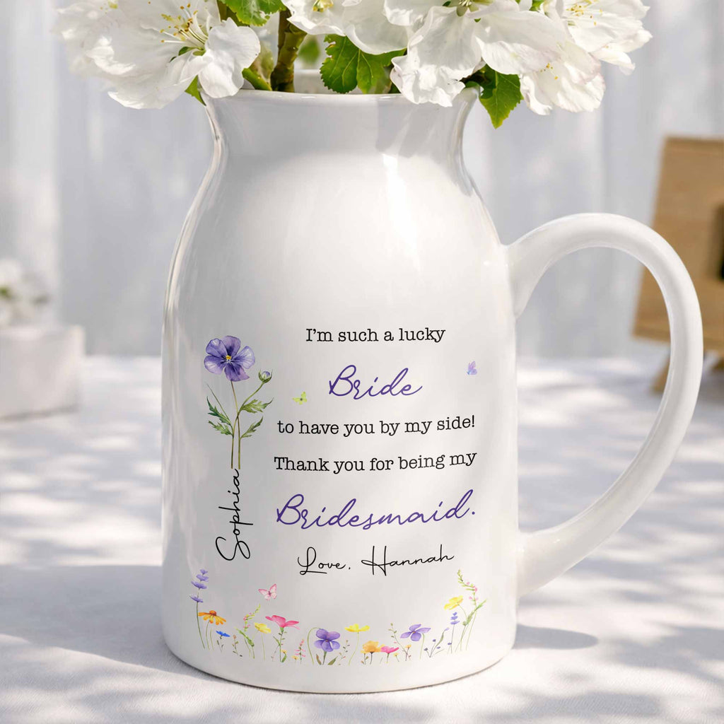 Personalized Ceramic Flower Vase Custom Name Gift for Bride Flower Vase GradoCreations