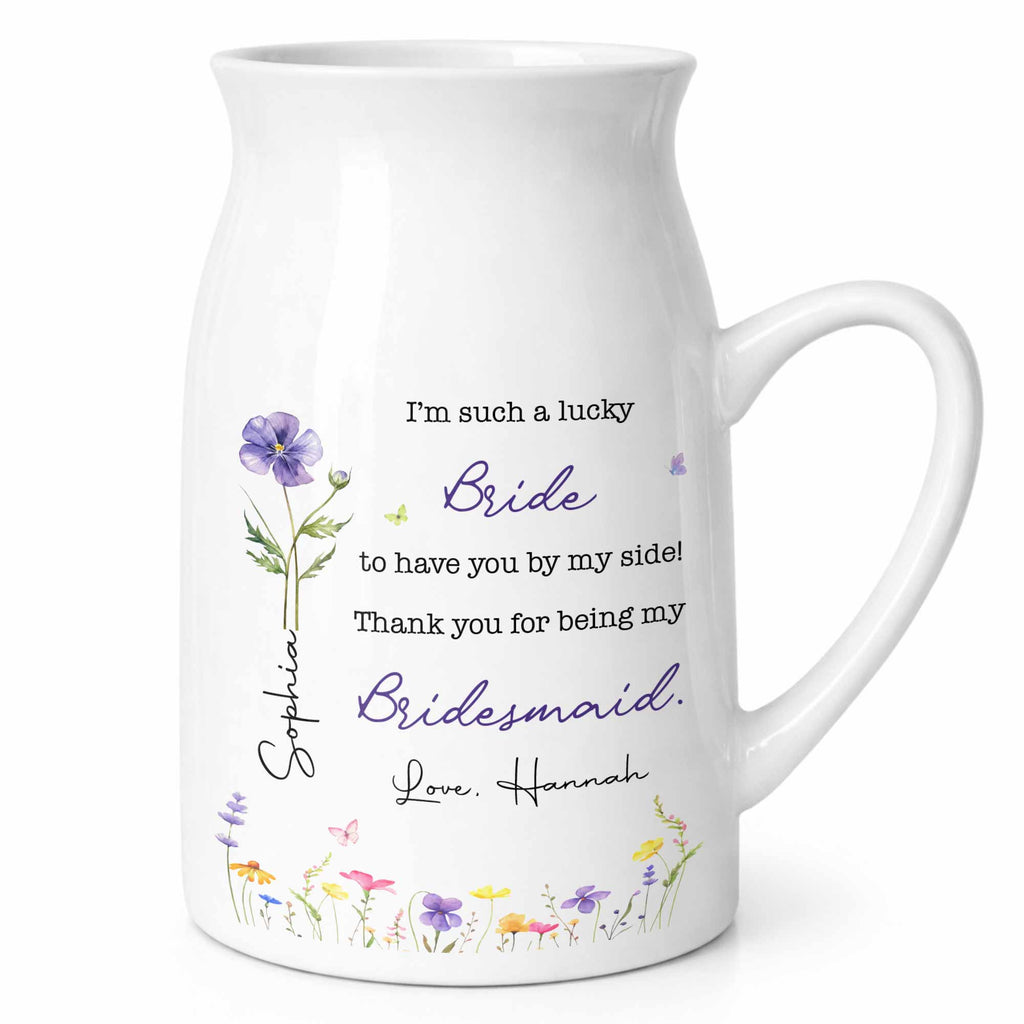Personalized Ceramic Flower Vase Custom Name Gift for Bride Flower Vase GradoCreations