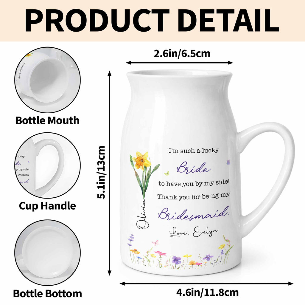 Personalized Ceramic Flower Vase Custom Name Gift for Bride Flower Vase GradoCreations