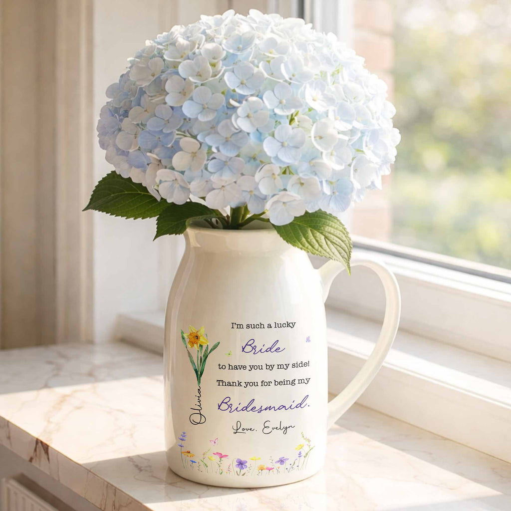 Personalized Ceramic Flower Vase Custom Name Gift for Bride Flower Vase GradoCreations