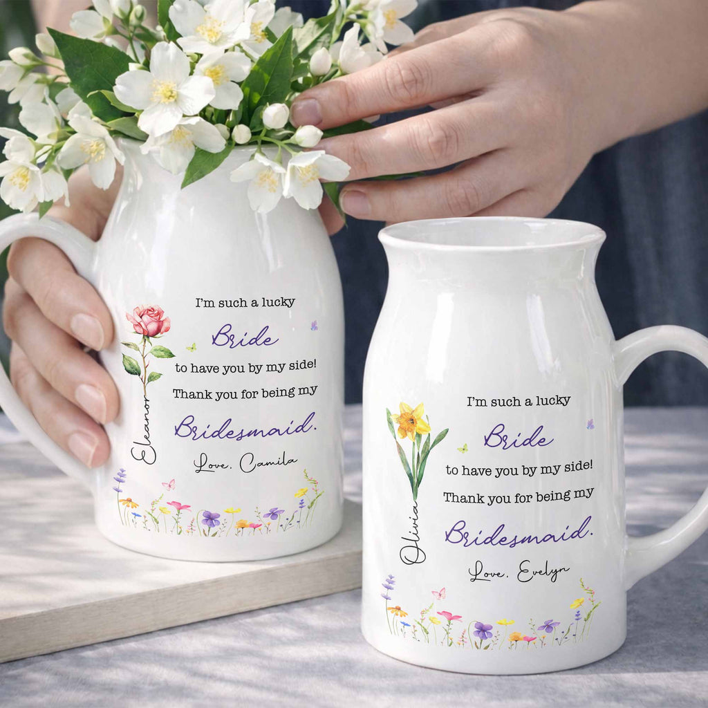 Personalized Ceramic Flower Vase Custom Name Gift for Bride Flower Vase GradoCreations